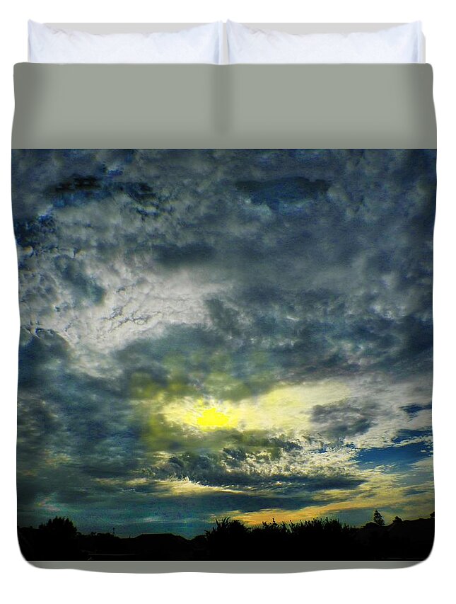 Sunset Duvet Cover featuring the photograph Stormy Sunset by Mark Blauhoefer