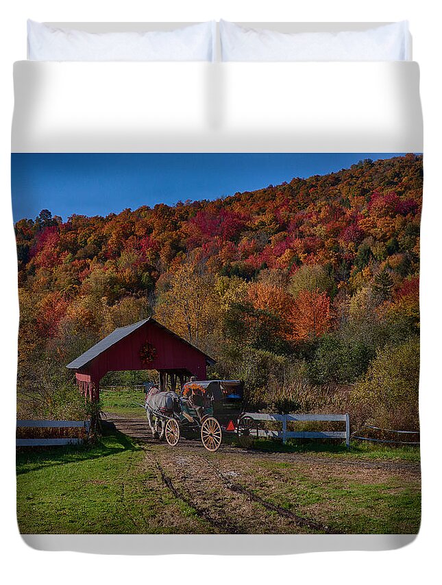 #jefffolger Duvet Cover featuring the photograph Stowe Vermont carriage ride by Jeff Folger