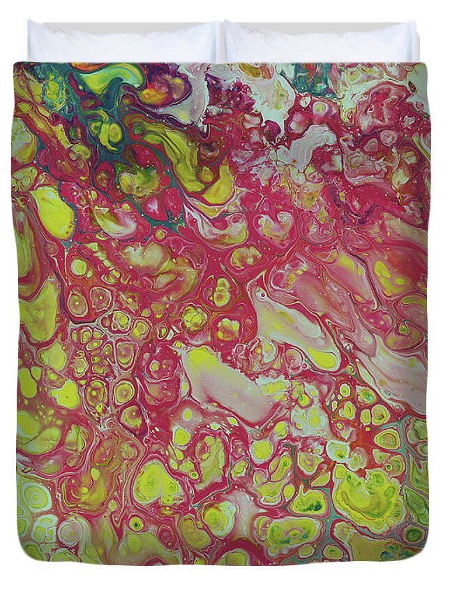 Fluid Duvet Cover featuring the painting Strawberry Lemonade by Jennifer Walsh