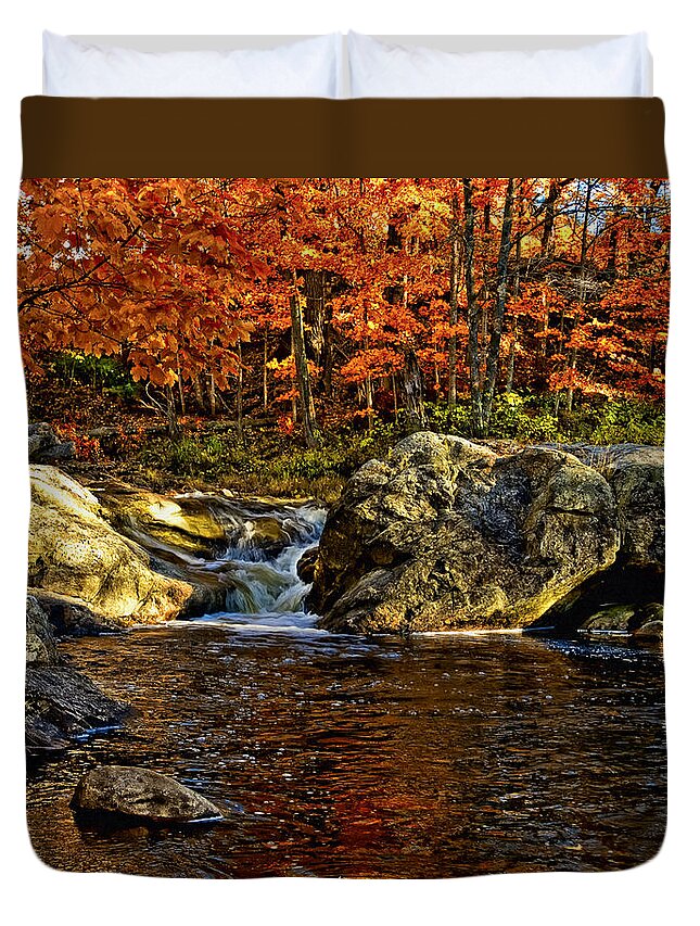 Autumn Duvet Cover featuring the photograph Stream In Autumn 58 by Mark Myhaver