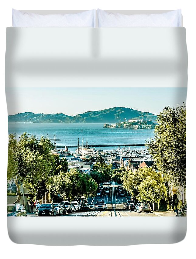 View Duvet Cover featuring the photograph Street Views And Scenes Around San Francisco California by Alex Grichenko