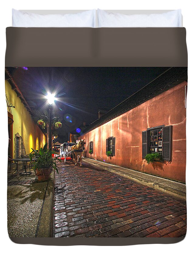 Horse Duvet Cover featuring the photograph Streets of St Augustine by Robert Och