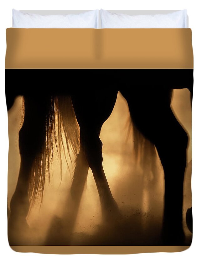 Horse Duvet Cover featuring the photograph Stretch Those Legs - Three Bars Ranch by Ryan Courson