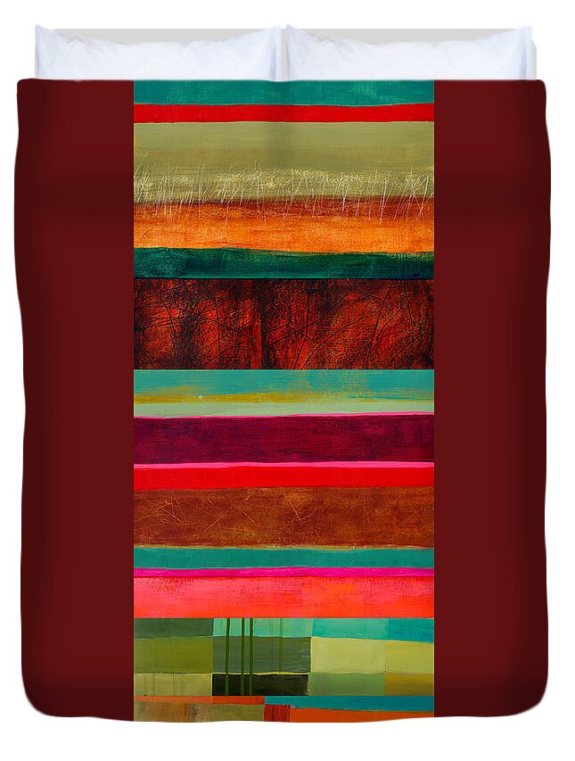 Abstract Art Duvet Cover featuring the painting Stripe Assemblage 1 by Jane Davies