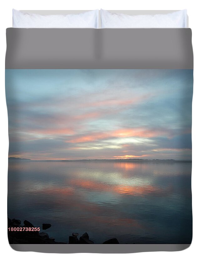Galleryofhope Duvet Cover featuring the photograph Striped Sunset With Lifeline # by Gallery Of Hope 