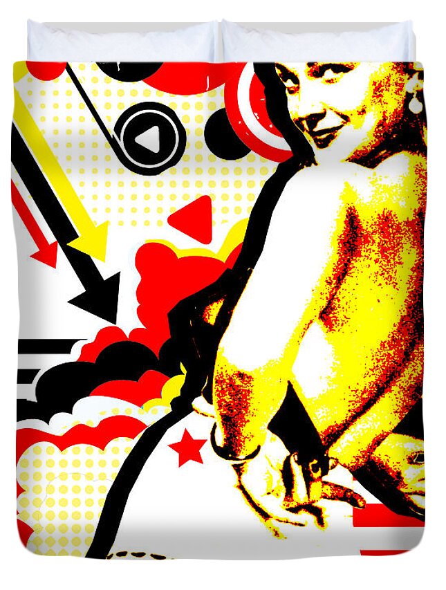 Nostalgic Seduction Duvet Cover featuring the mixed media Nostalgic Seduction - Striptease by Chris Andruskiewicz