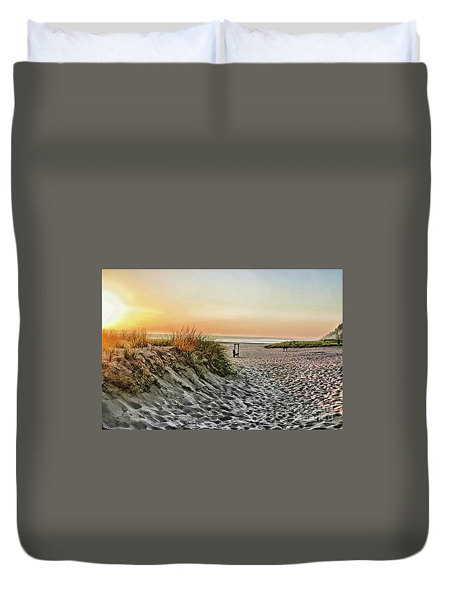 Beach Duvet Cover featuring the photograph Stroll on the Beach by Joan Bertucci