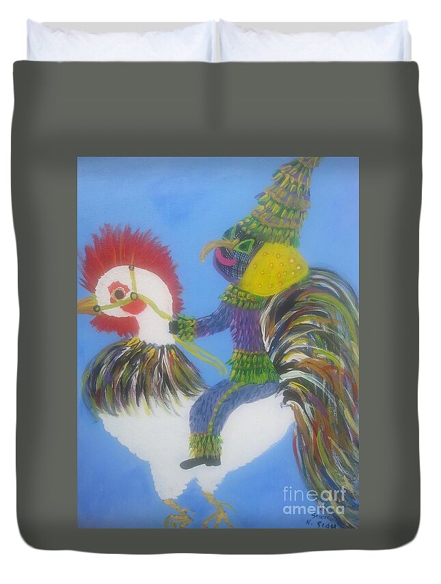 Strutting Duvet Cover featuring the painting Strutting by Seaux-N-Seau Soileau