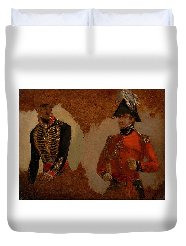 19th Century Art Duvet Cover featuring the painting Studies of Royal Horse Artillery Uniform by George Jones