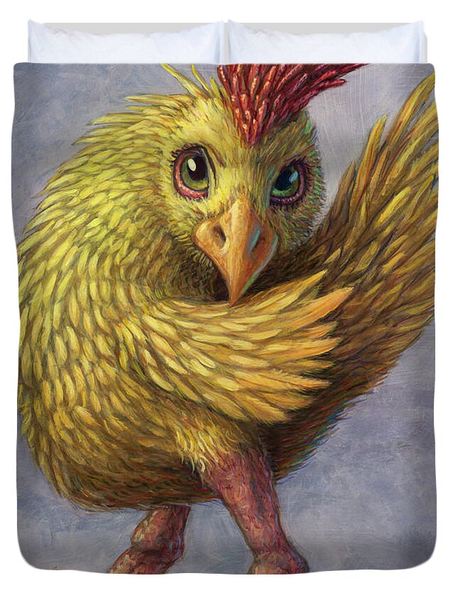 Wild Duvet Cover featuring the painting Study of a Wild Chick by James W Johnson