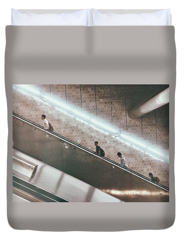 Subway New York City Duvet Cover featuring the photograph Subway, New York City by Sophie Jung