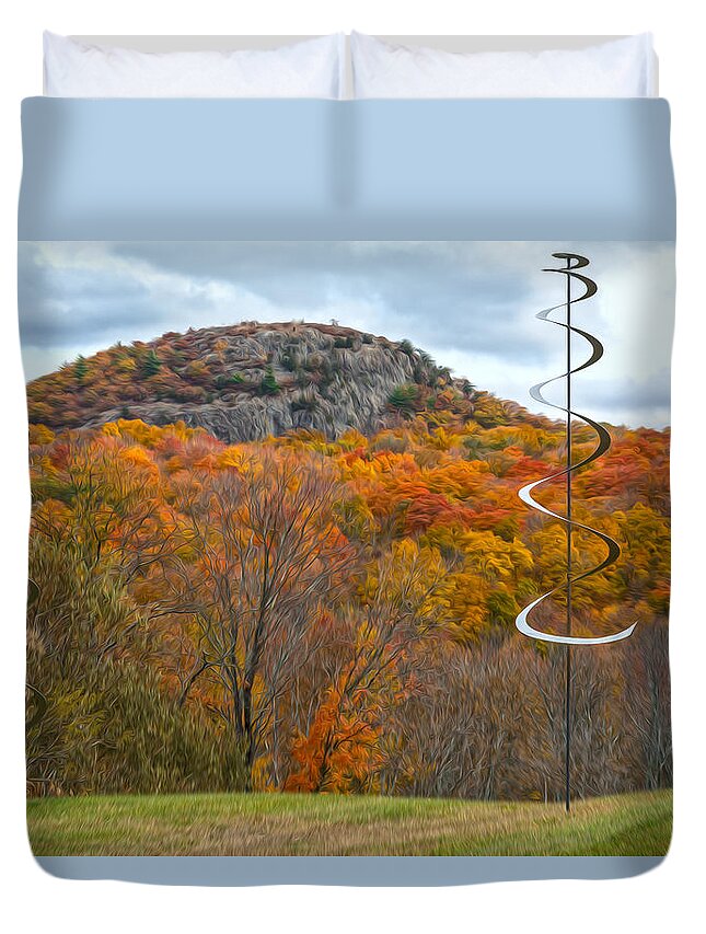 Abstract Duvet Cover featuring the photograph Sugar Loaf Mountain in Autumn Abstract by Angelo Marcialis