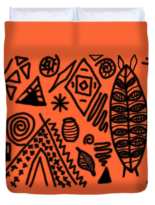 Orange Duvet Cover featuring the digital art Suitability by Christopher Rowlands