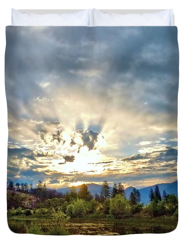 Landscape Duvet Cover featuring the photograph Sumer Solstice Sunrise by Julia Hassett