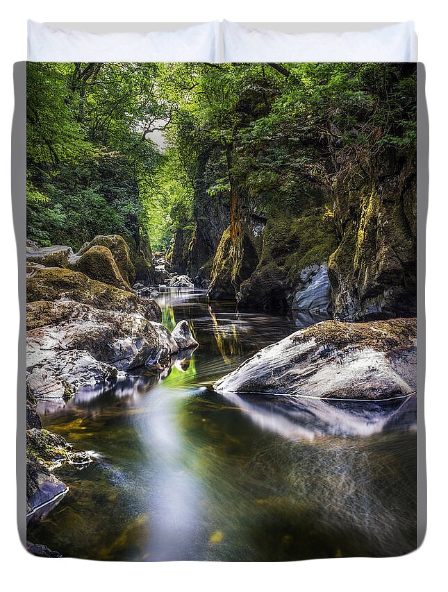 Water Duvet Cover featuring the photograph Summer At Fairy Glen by Ian Mitchell
