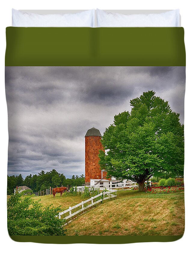 Green Duvet Cover featuring the photograph Summer At The Farm by Tricia Marchlik