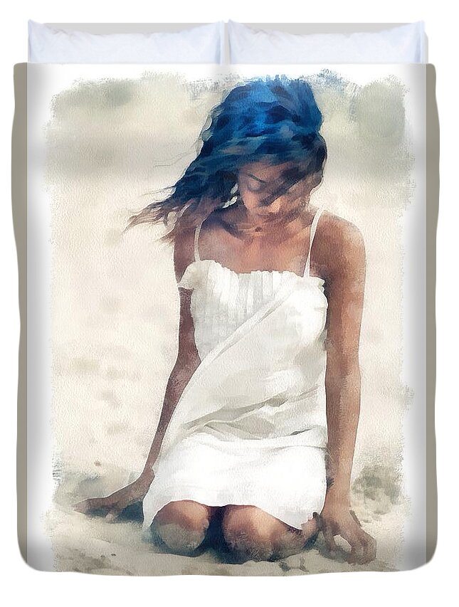 Woman Duvet Cover featuring the digital art Summer breeze by Gun Legler