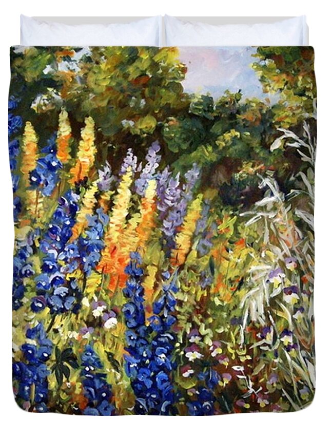 Flowers Duvet Cover featuring the painting Summer Garden by Ingrid Dohm