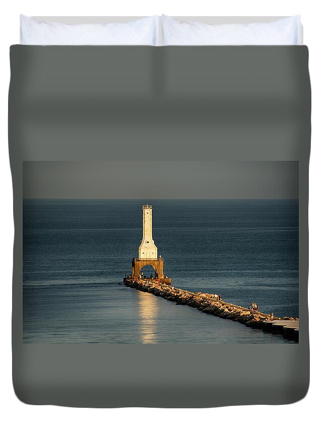  Duvet Cover featuring the photograph Summer Lighthouse by Dan Hefle