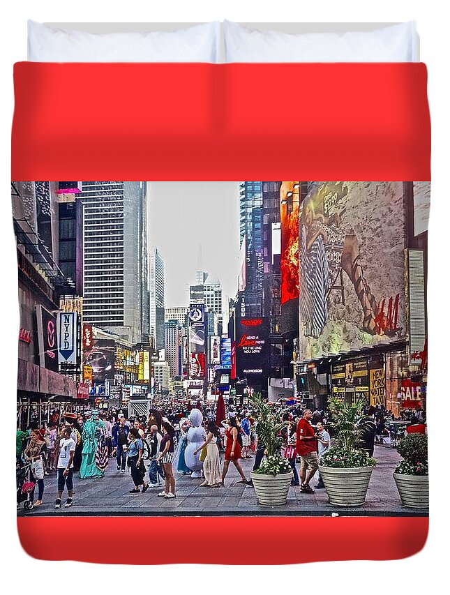 42nd Street Duvet Cover featuring the photograph Summer on 42nd Street by Joan Reese