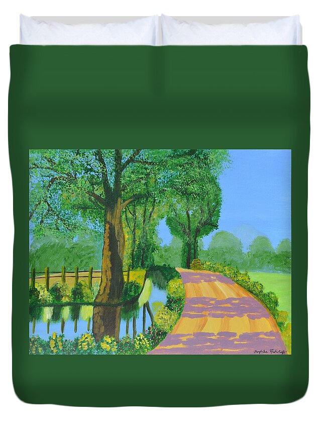 Landscape Duvet Cover featuring the painting Summer Path by Magdalena Frohnsdorff