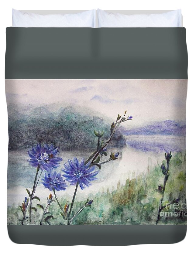  Summer Duvet Cover featuring the painting Summer Postcard by Vesna Martinjak