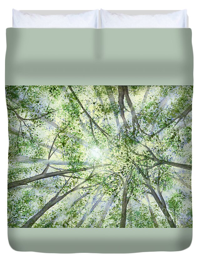 Trees Duvet Cover featuring the painting Summer Rays by Lynn Quinn