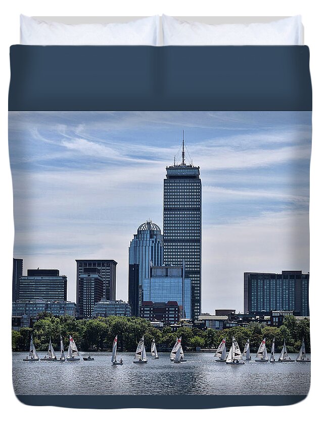 Prudential Duvet Cover featuring the photograph Summer Sailing On The Charles by Tricia Marchlik