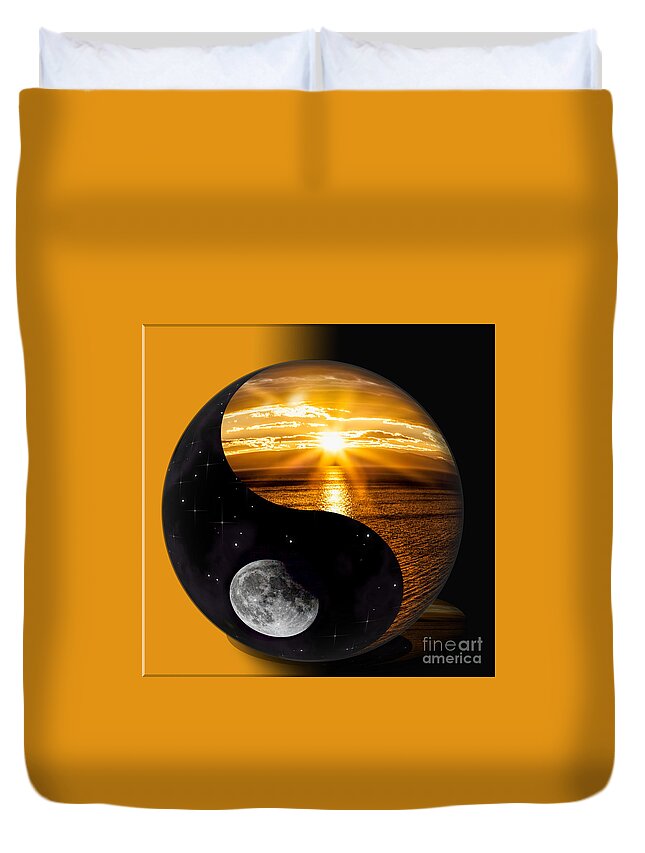 Sun Duvet Cover featuring the photograph Sun and Moon - Yin and Yang by Shirley Mangini