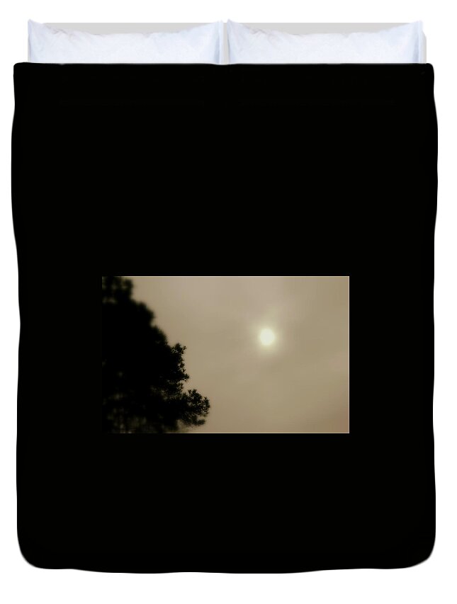 Fog Duvet Cover featuring the photograph Sun Battles Fog by Kathy Barney