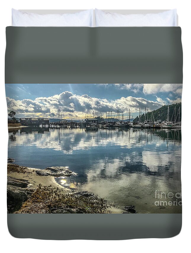 Deer Harbor Duvet Cover featuring the photograph Sun Break in Winter by William Wyckoff