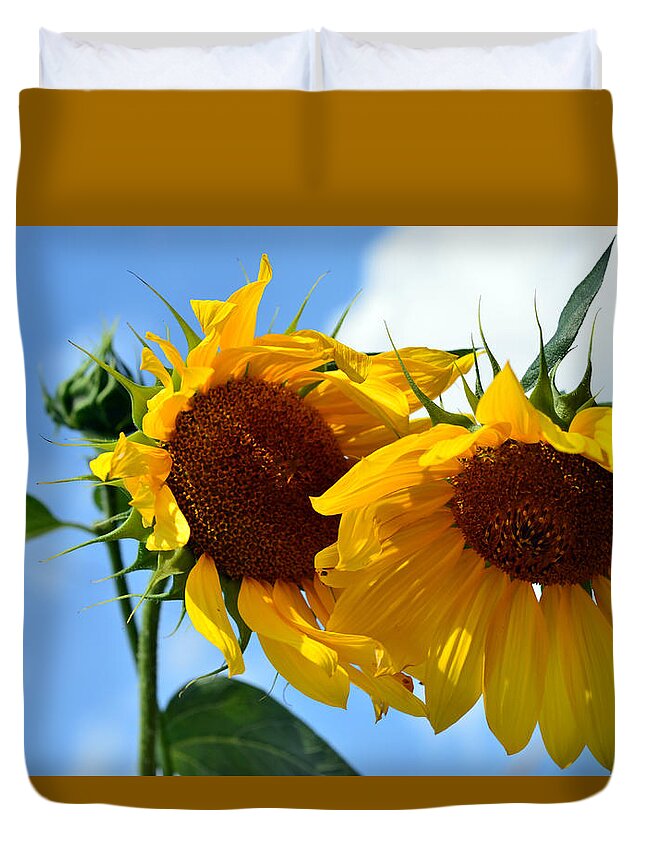 Sun Flowers Duvet Cover featuring the photograph Sun Flowers by La Dolce Vita