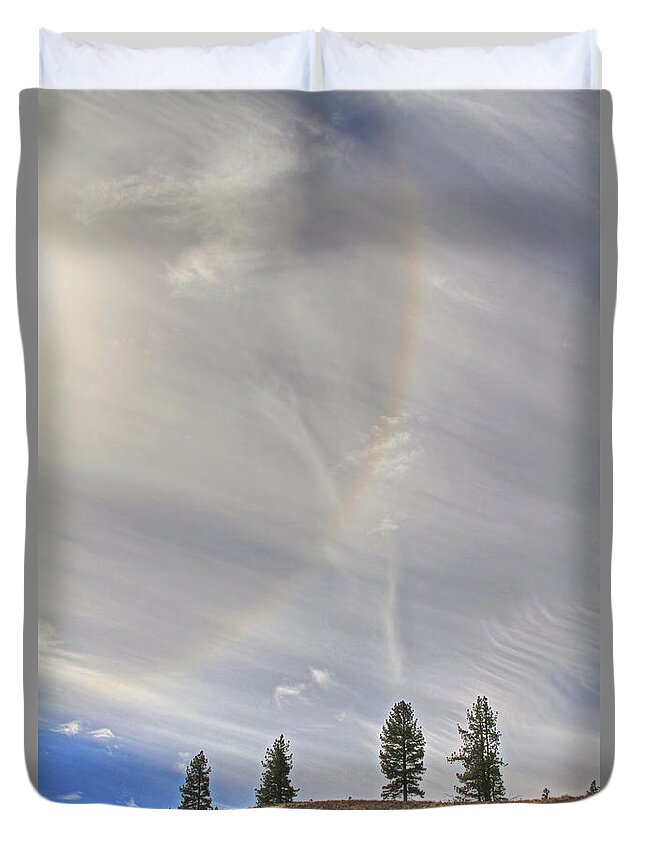 Sunbow Duvet Cover featuring the photograph SunBow by Donna Kennedy