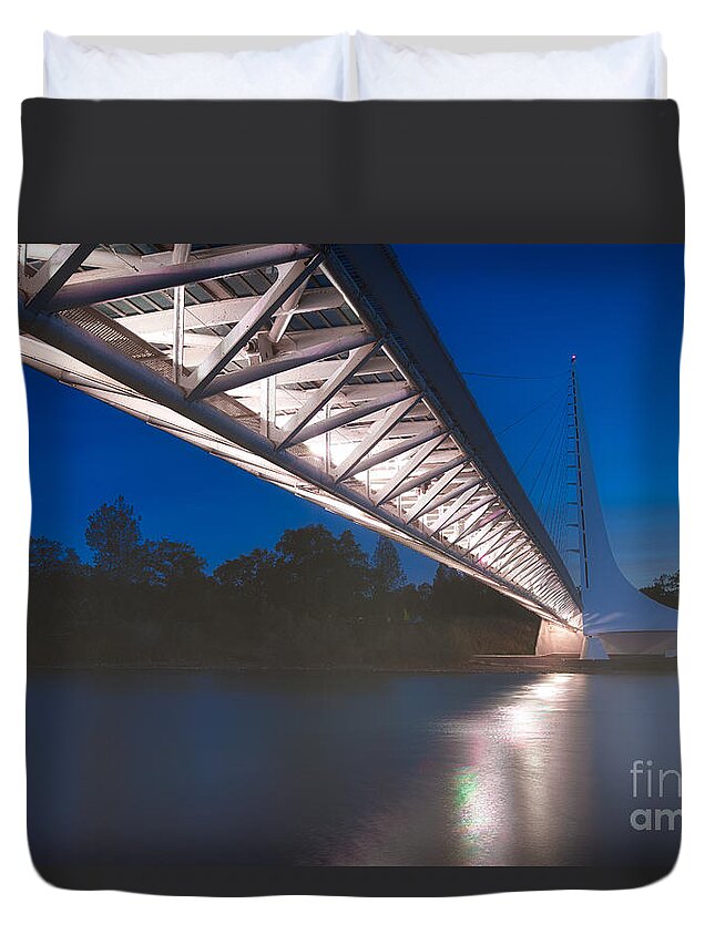 Sundial Bridge Duvet Cover featuring the photograph Sundial Bridge 4 by Anthony Michael Bonafede