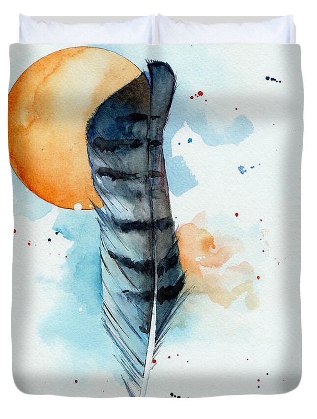 Watercolor Duvet Cover featuring the painting Sunfeather by Sean Parnell