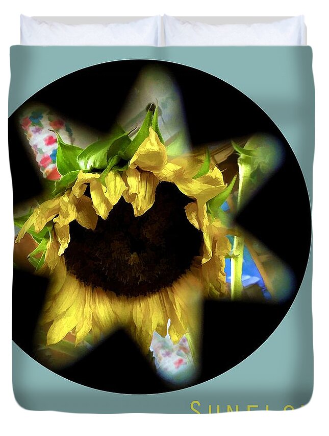 Sunflower Duvet Cover featuring the photograph Sunflower . star of the garden by Renee Trenholm