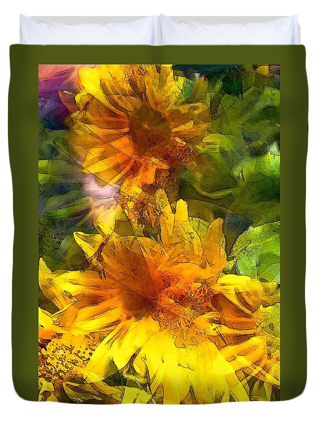 Floral Duvet Cover featuring the photograph Sunflower 6 by Pamela Cooper