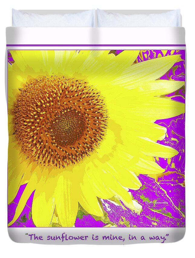 Flower Duvet Cover featuring the digital art Sunflower and Van Gogh Quotation by A Macarthur Gurmankin