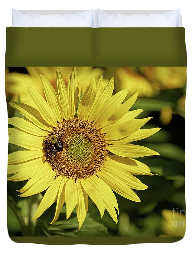 Sunflower Duvet Cover featuring the photograph Sunflower Bumble by Natural Focal Point Photography