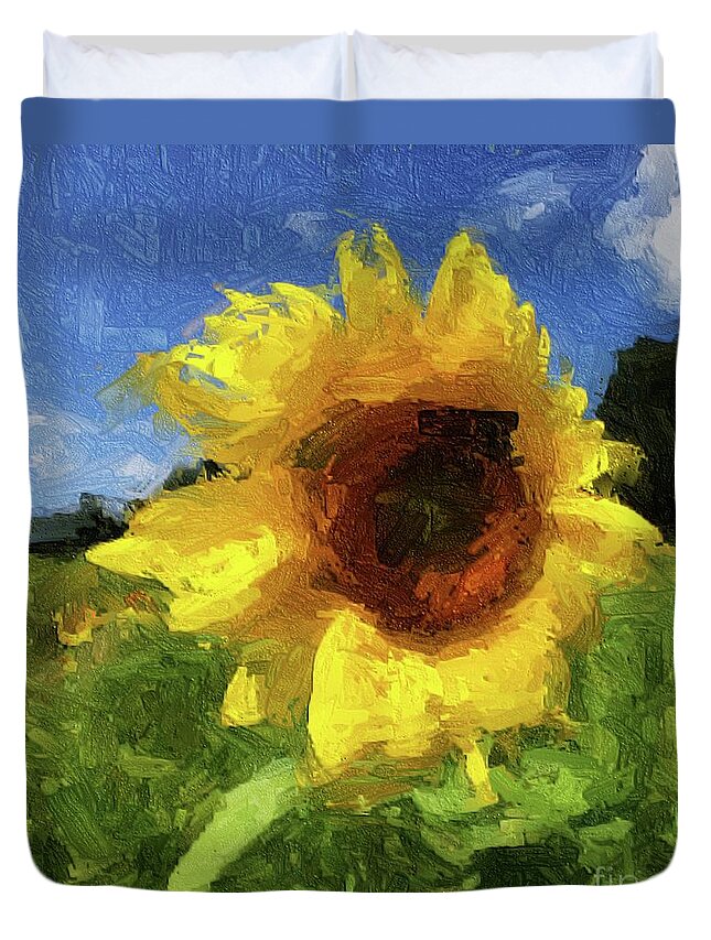 Sunflowers Duvet Cover featuring the digital art Sunflower by Eleanor Abramson