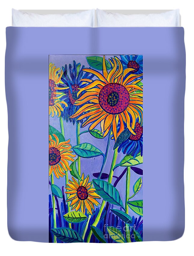 Sunflowers Duvet Cover featuring the painting Sunflower Garden by Debra Bretton Robinson