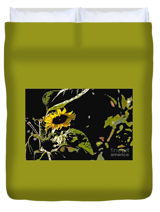  Duvet Cover featuring the photograph Sunflower Looking Down by David Frederick