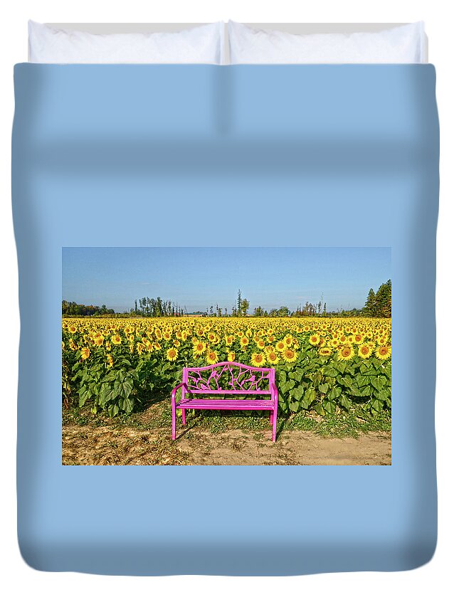 Sunflowers Duvet Cover featuring the photograph Sunflower Love by Ann Bridges