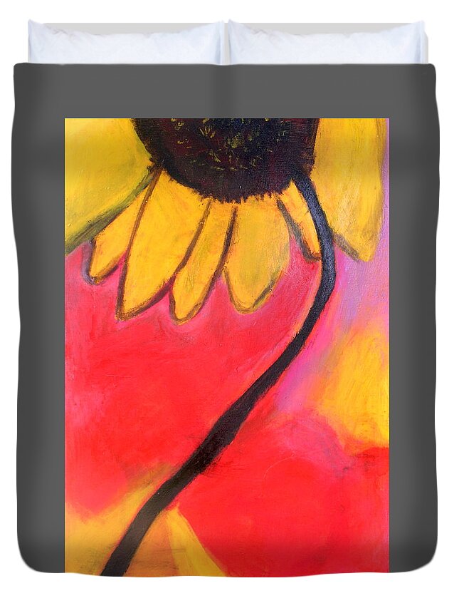 Sunflower Duvet Cover featuring the painting Sunflower Love by Patricia Byron