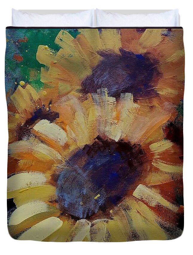 Sunflower Duvet Cover featuring the painting SunflowerB by Terri Einer
