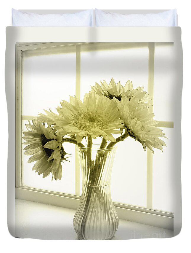 Sunflowers Duvet Cover featuring the photograph Sunflowers by Todd Blanchard
