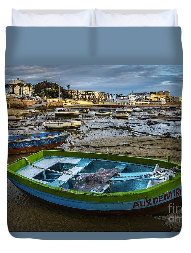 Andalucia Duvet Cover featuring the photograph Sunkissed Cadiz Spain by Pablo Avanzini