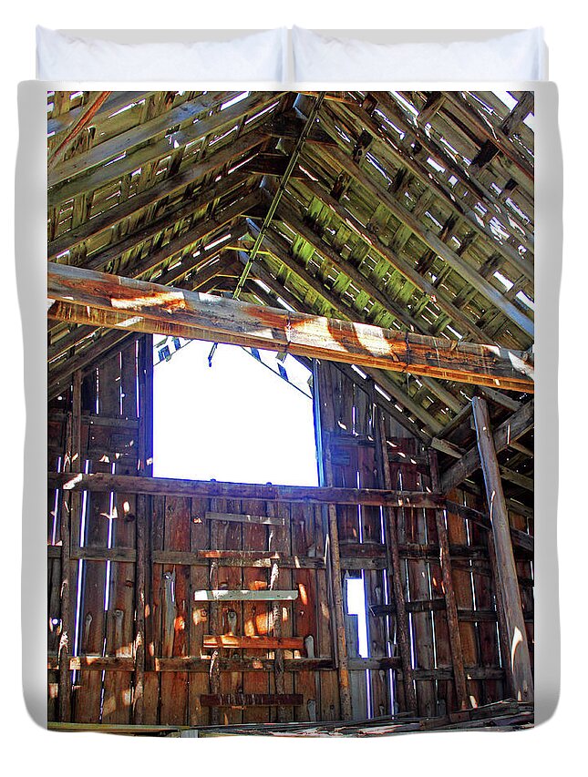 Barn Duvet Cover featuring the photograph Sunlit Loft by Ira Marcus
