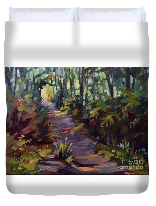 Outdoors Duvet Cover featuring the painting Sunlight on the Horizon by K M Pawelec
