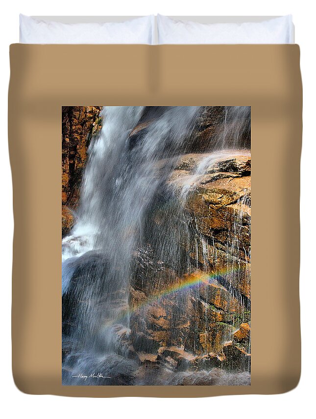 Waterfall Duvet Cover featuring the photograph Sunlight's Mirage by Harry Moulton